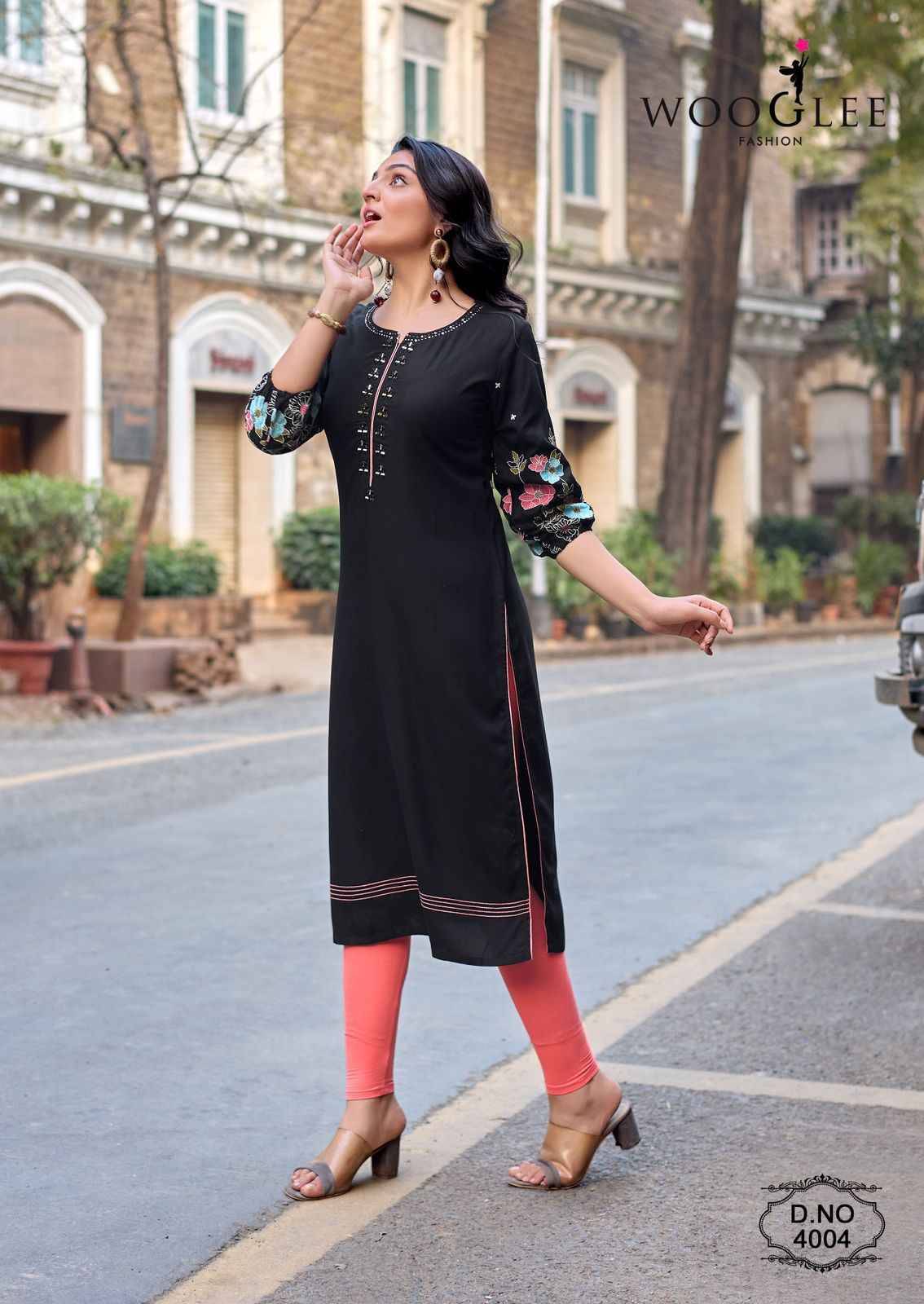 Aarvika By WOOGLEE 4001 To 4006 Series Designer Casuals Wear Collection Rayon Kurtis With Tread & Hand work At Wholesale Price